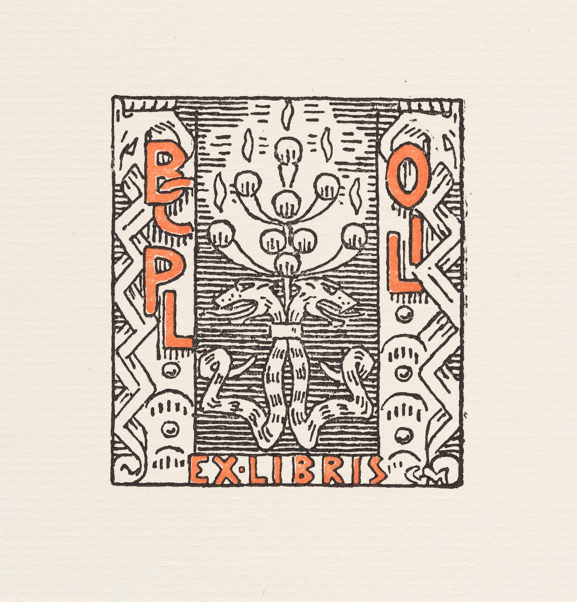 Bookplate of OJ Larsen before 1929