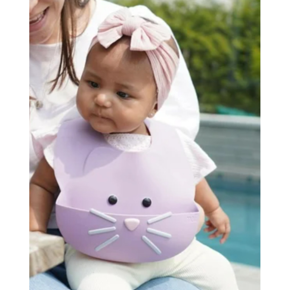 Babero de silicona Melii™ Cat color morado