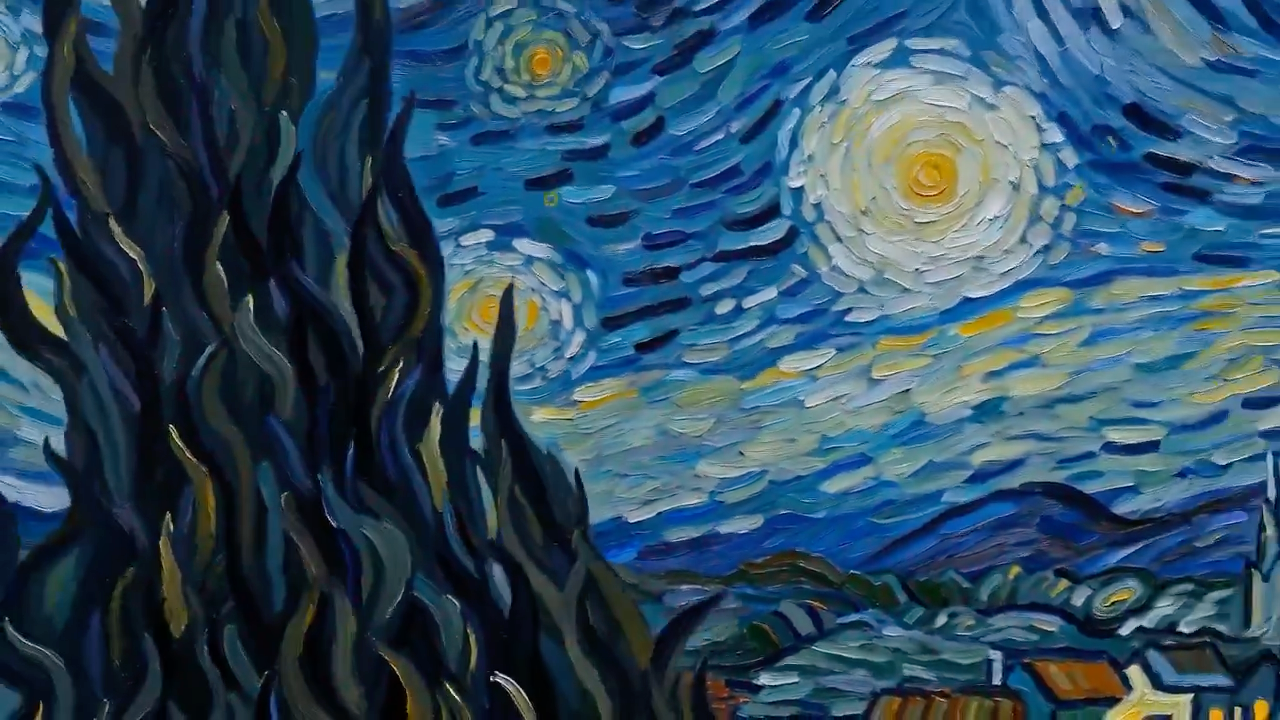 Animación del cielo estrellado arremolinado de Van Gogh