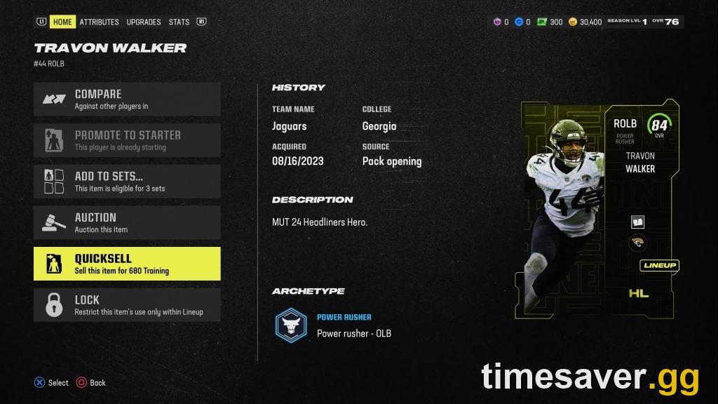 Madden 27 MUT card quicksell screen awarding 680 Training