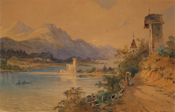 A view of Lake Wolfgang with the light house