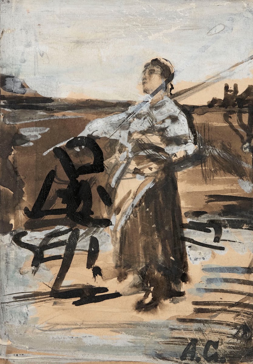 Girl with a rake sketch for the painting The Angelus 1889