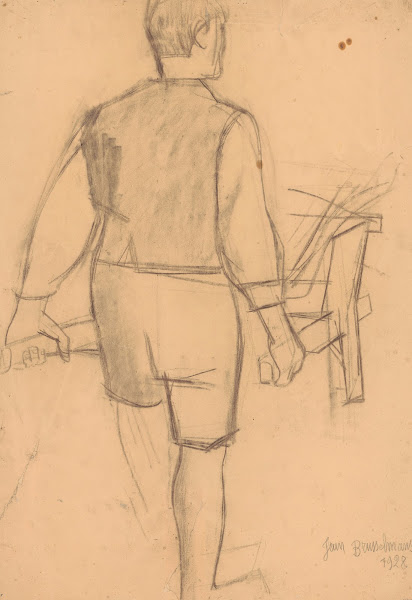 Man pushing a wheelbarrow 1928