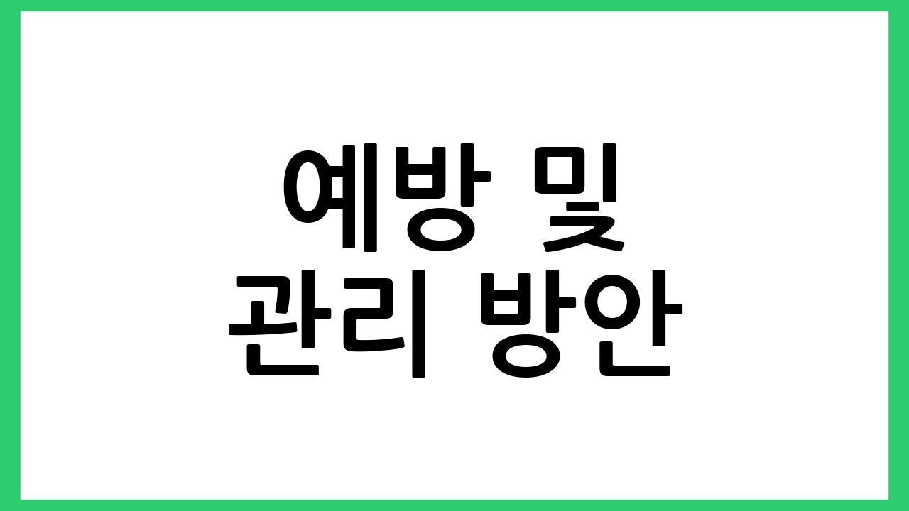 예방 및 관리 방안