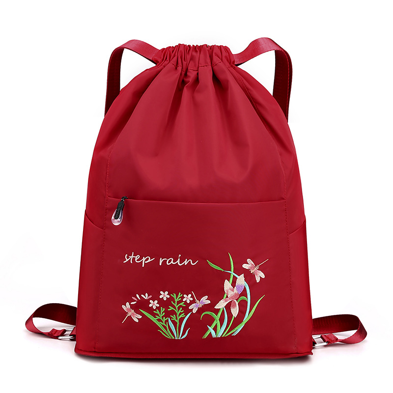 Double Backpack, Nylon, Foldable, Embroidered