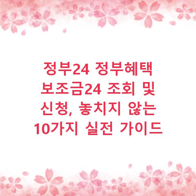 정부24 정부혜택 보조금24 조회 및 신청, 놓치지 않는 10가지 실전 가이드