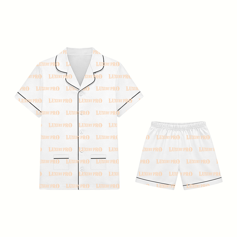 AOP Adult Piping Trim All Over Print Short Sleeve Pajama Set (Two Pockets)