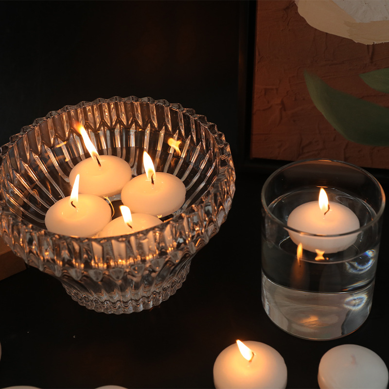 Soy wax floating candles, cylindrical