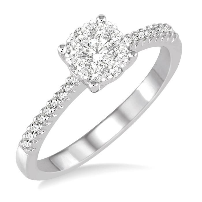 Round Shape Lovebright Diamond Engagement Ring 150C4DHFGYW – 14 Kt White Gold, 4