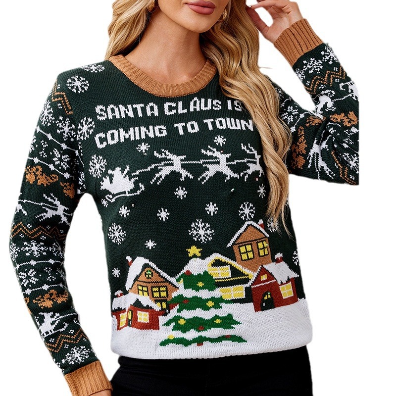 Women's knitted sweater with animal motif