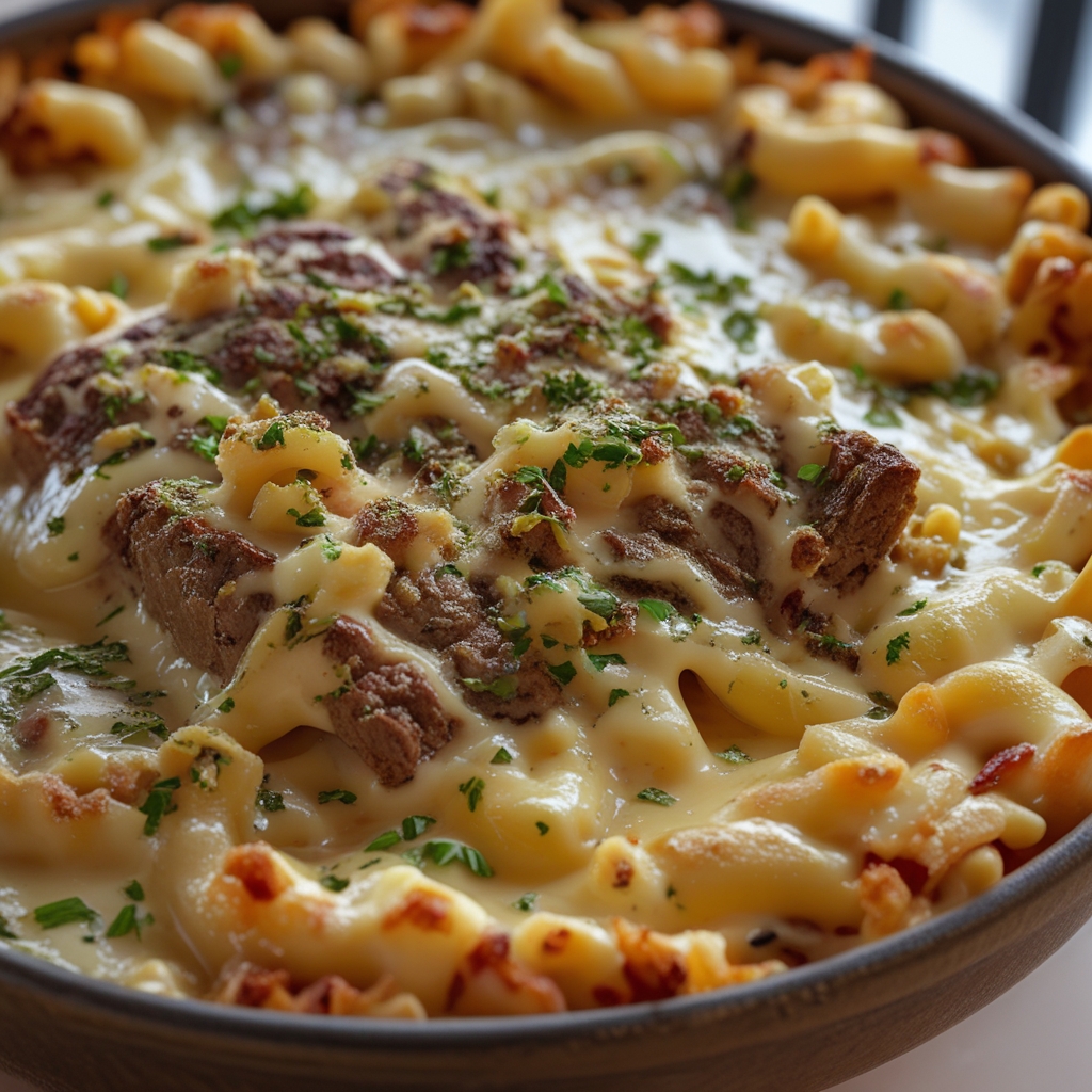 High-Protein Creamy Philly Cheesesteak Mac & Cheese Bliss – Easy Comfort Meal finished