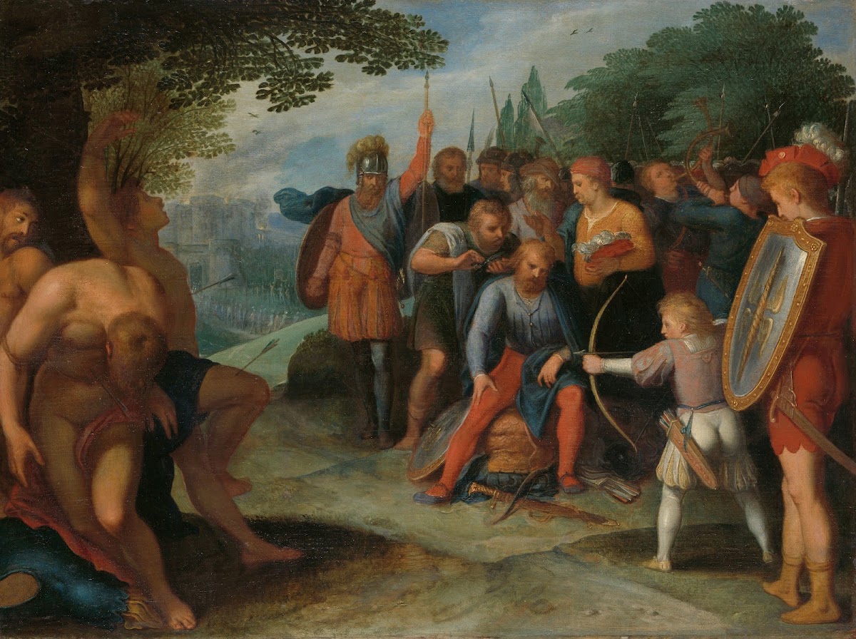 Julius Civilis Having his Hair Cut after the Fall of Vetera while his Son Kills