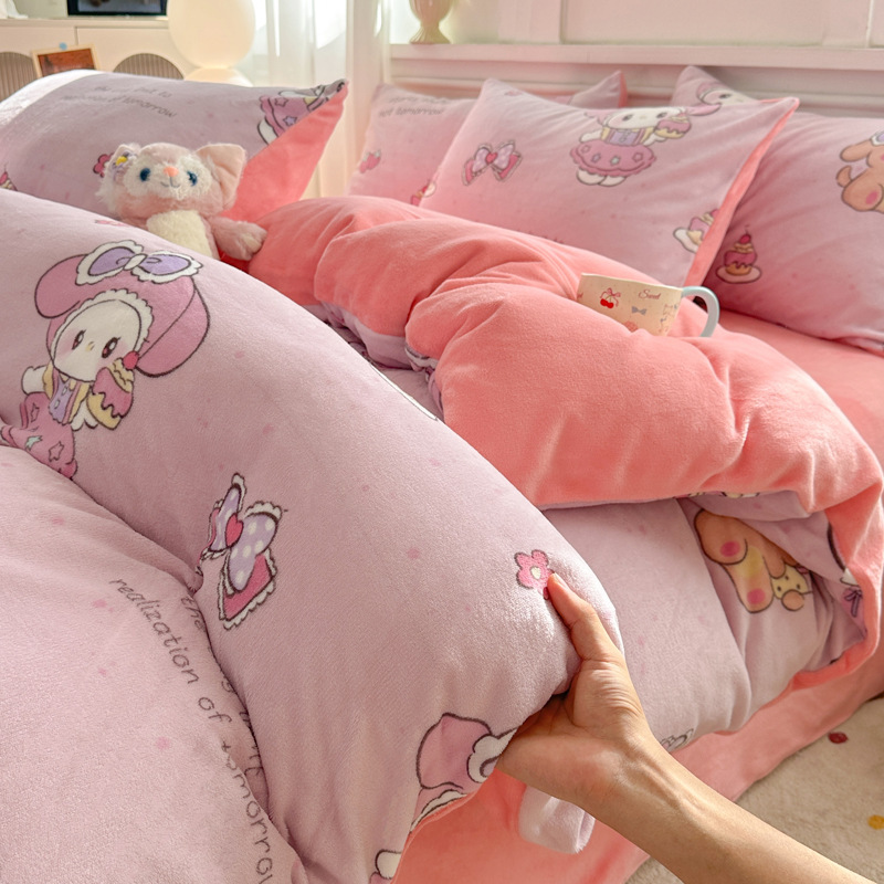 Milk fiber fleece bedding set, various designs