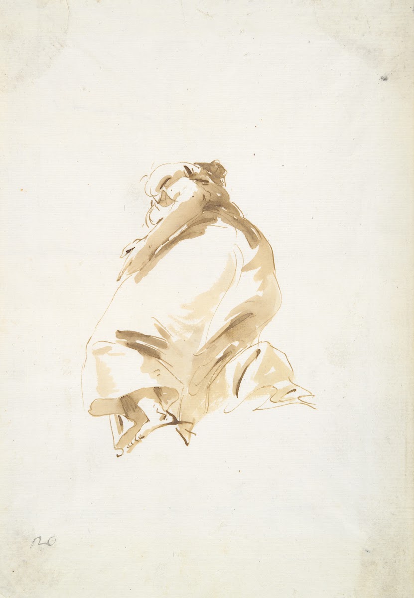 Standing female figure seen from the back and frombelow ca174050
