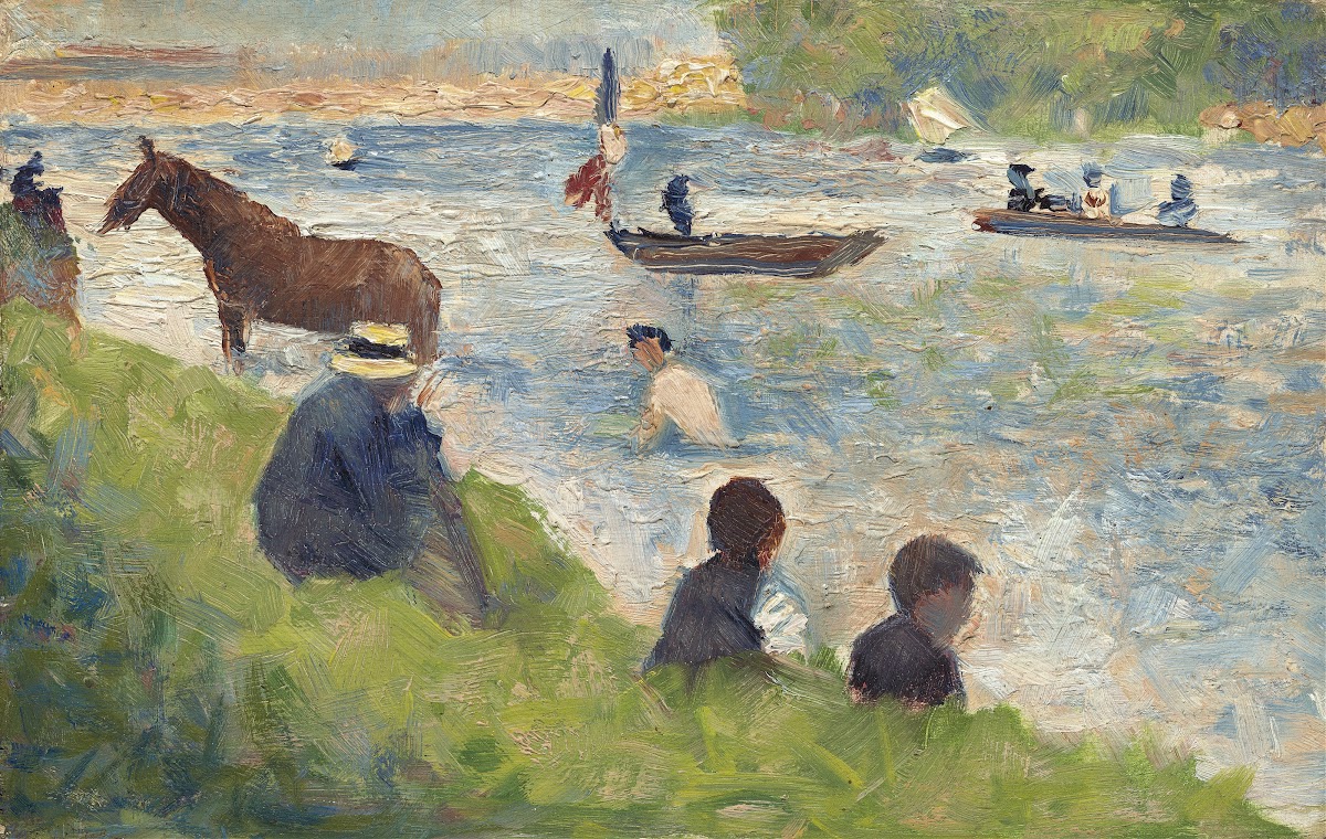 Horse and Boats Study for  Bathers at Asnières  1883 1884