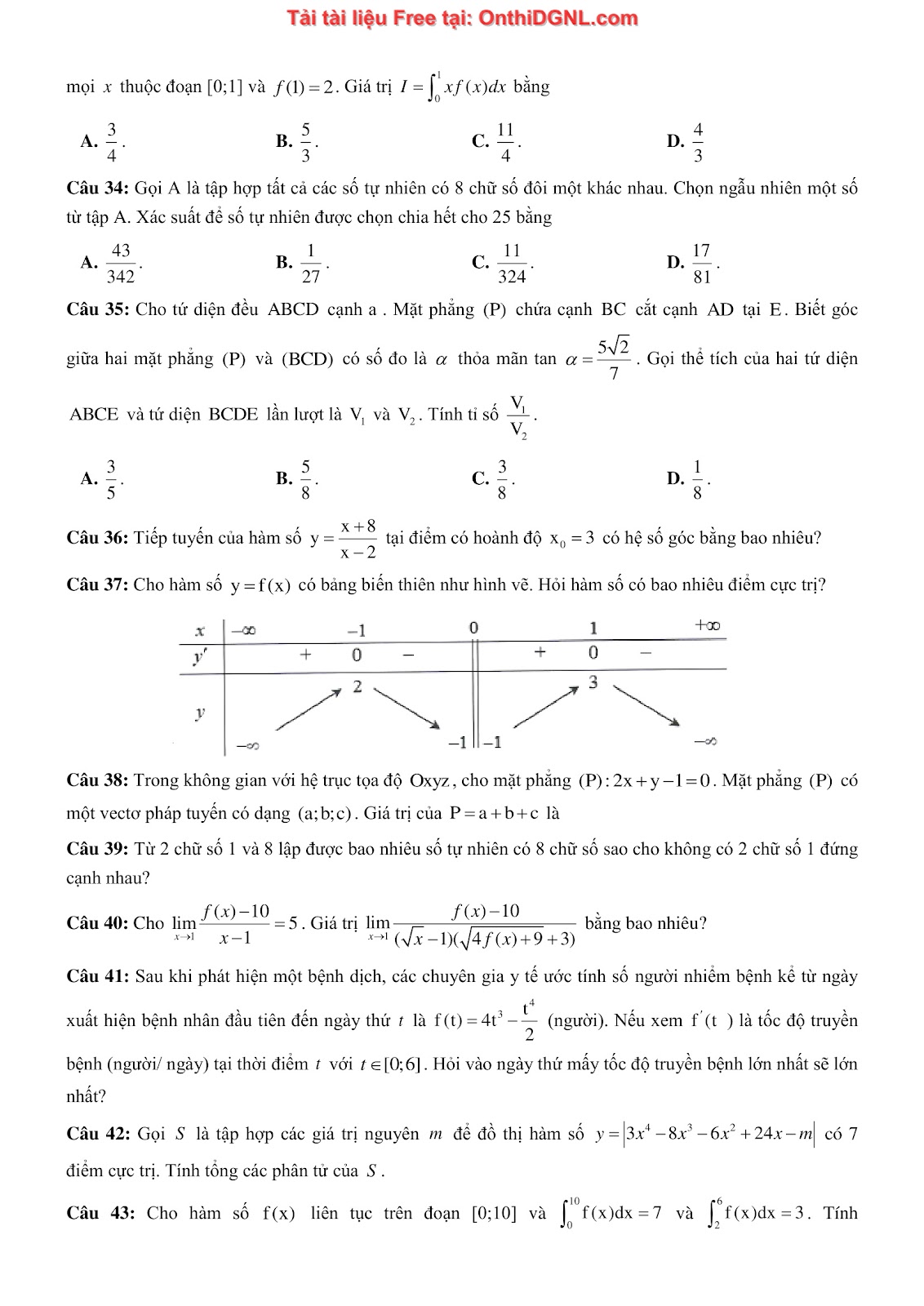 1300 bài tập môn Toán - Ôn thi ĐGNL ĐHQG Hà Nội Phần 21