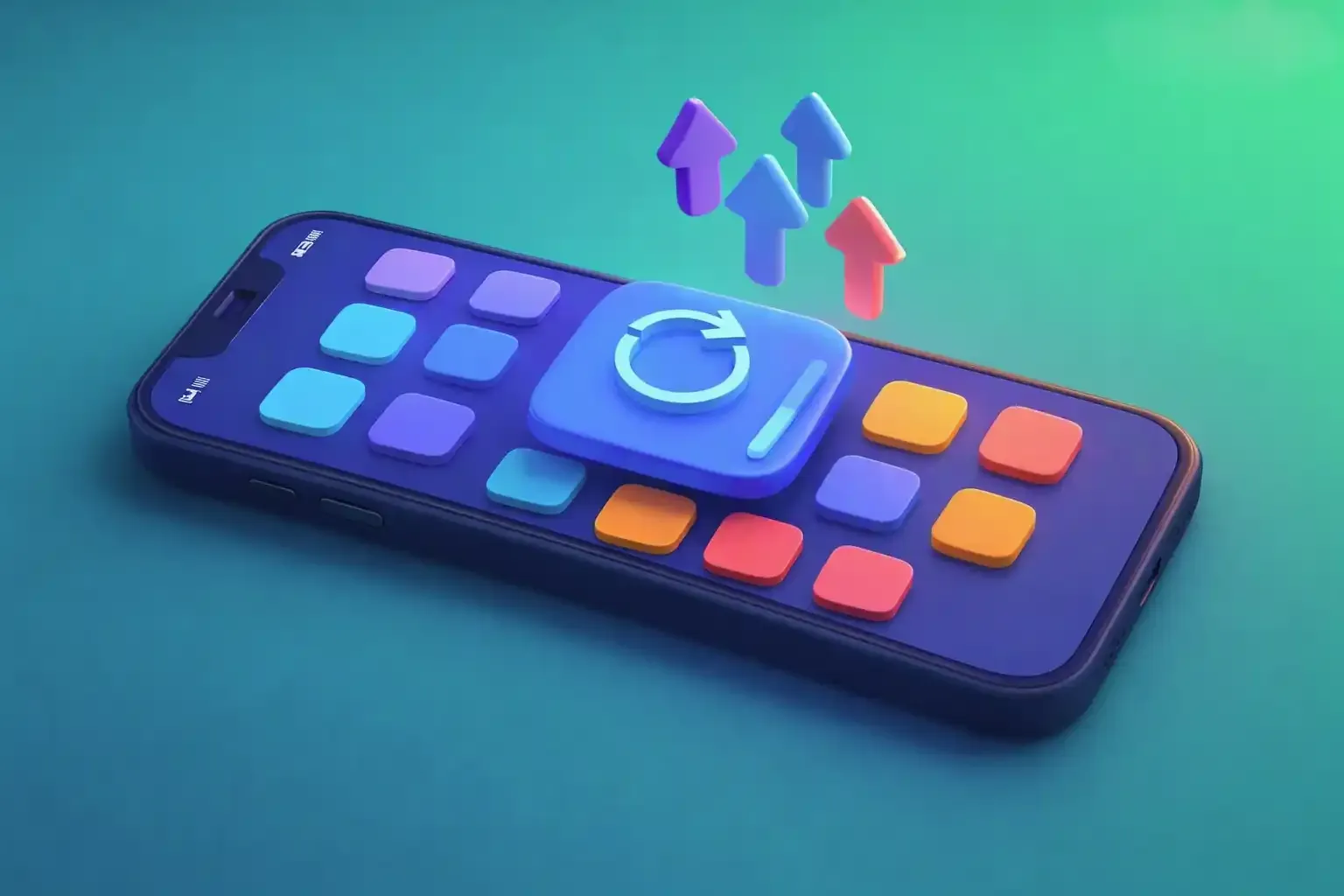 Ilustración de un teléfono actualizándose.
