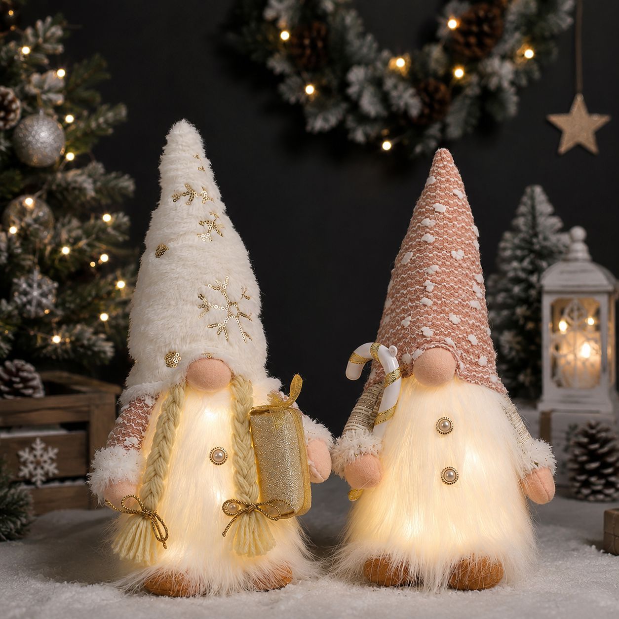 Glittering, luminous Christmas gnome