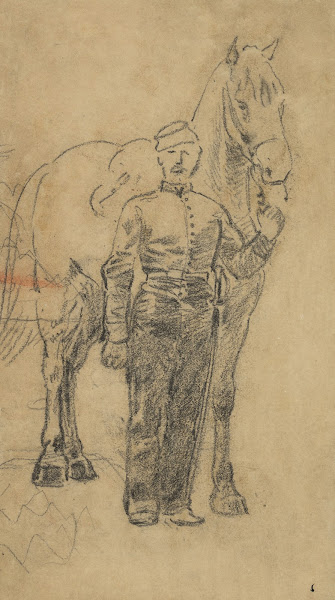 A soldier leading a horse 1860 1865