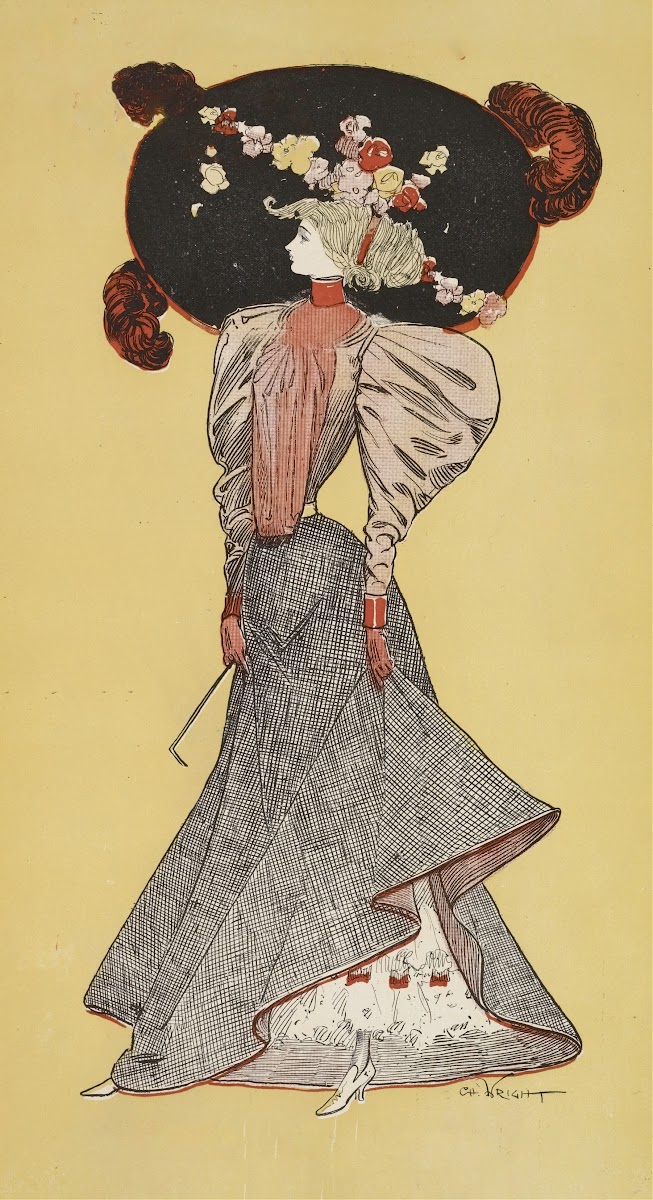 Woman wearing a large hat 1895   1896