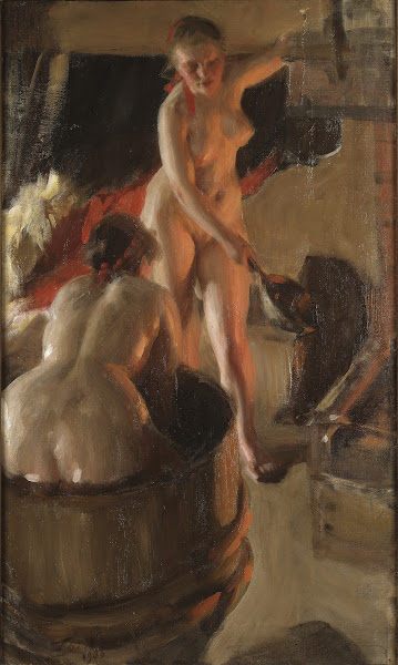 Girls from Dalarna Having a Bath 1906