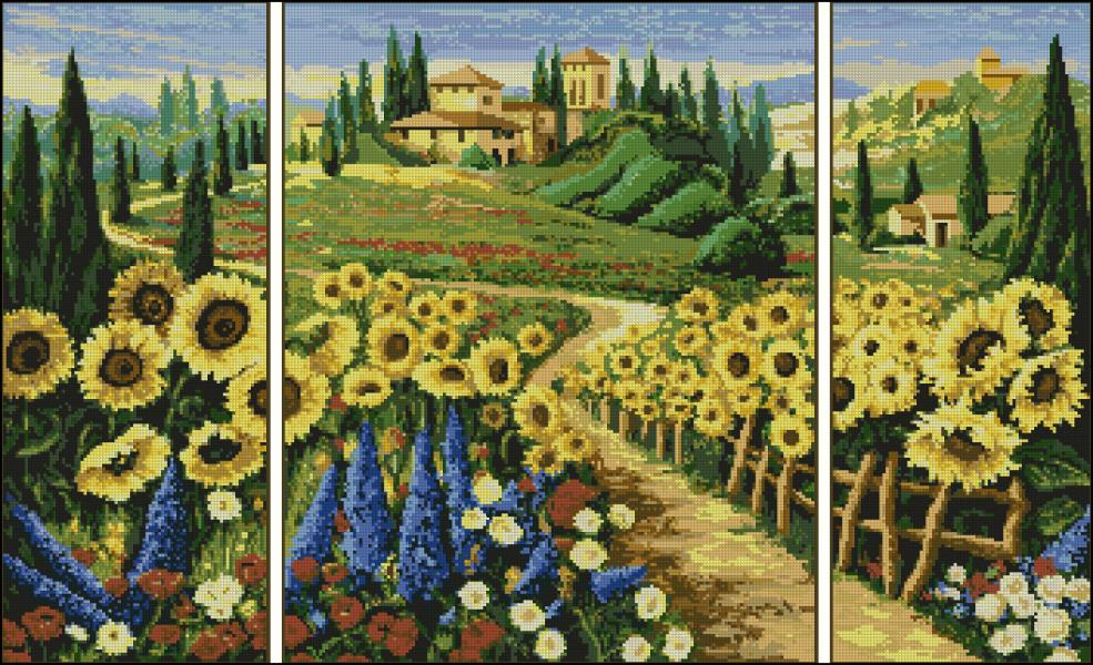 CMP 340035 Landscape With Sunflowers