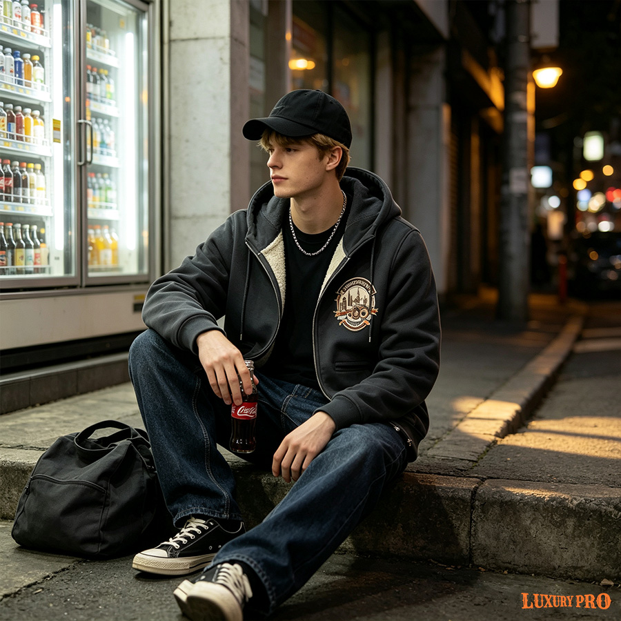 2D Pocket Thick Fleece Zip-up Hoodie