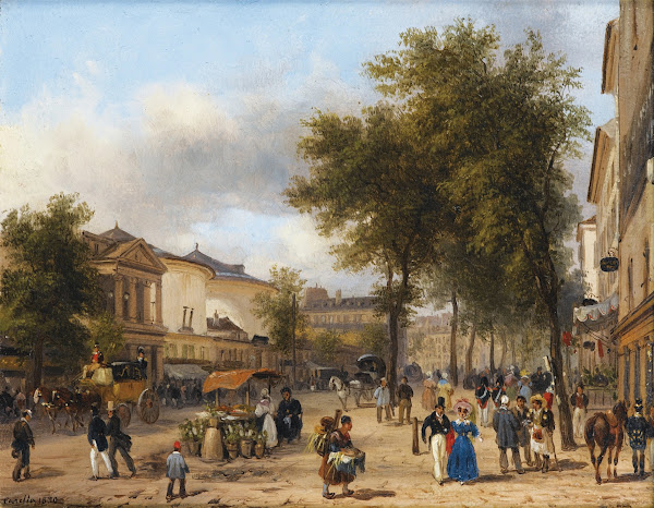 Paris Vue du Théâtre des Variétés sur le Boulevard Montmartre 1830
