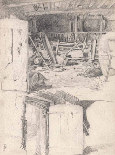 Study for The Goose 1867 Interior of a Barn 1866