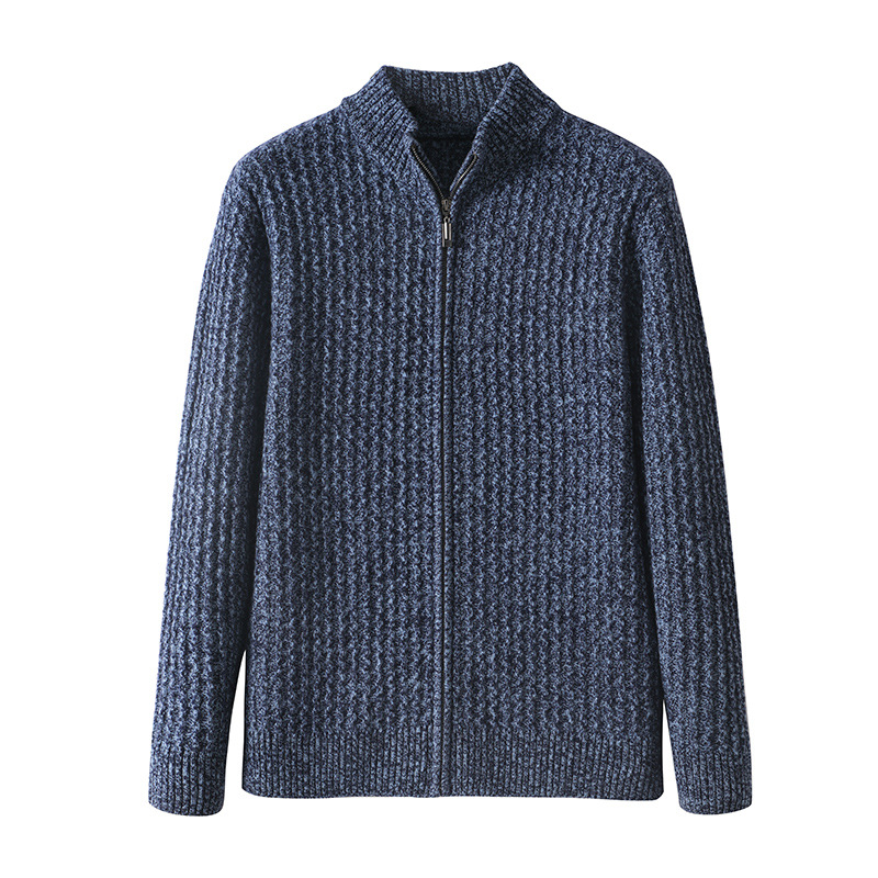 Lined cardigan with zipper for men