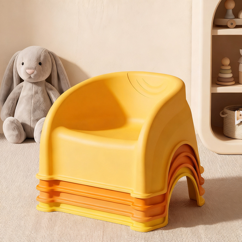 Plastic children's chair with backrest, stackable