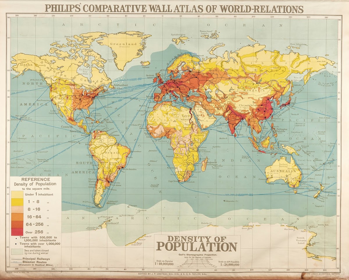 World Relations  Density of population 1916