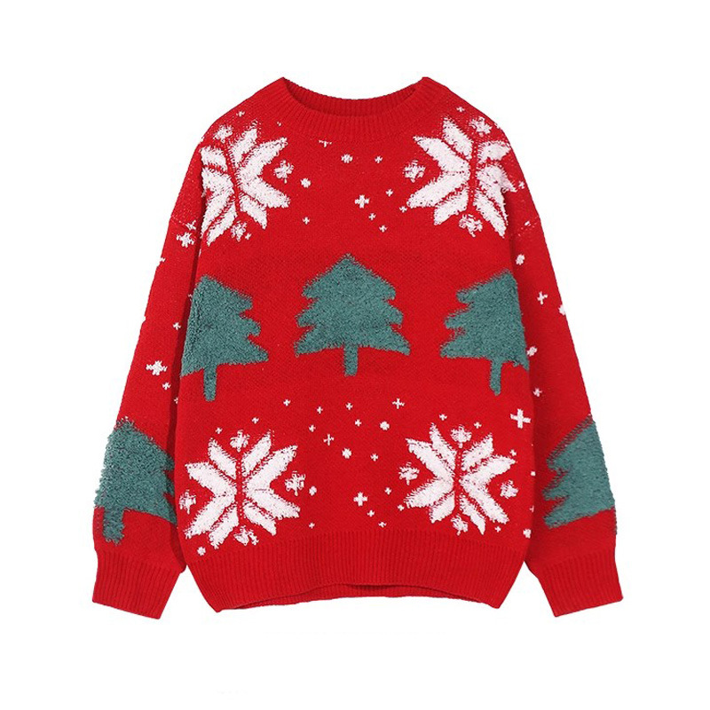 Weihnachtspullover mit Schneeflocken, Unisex, große Größen