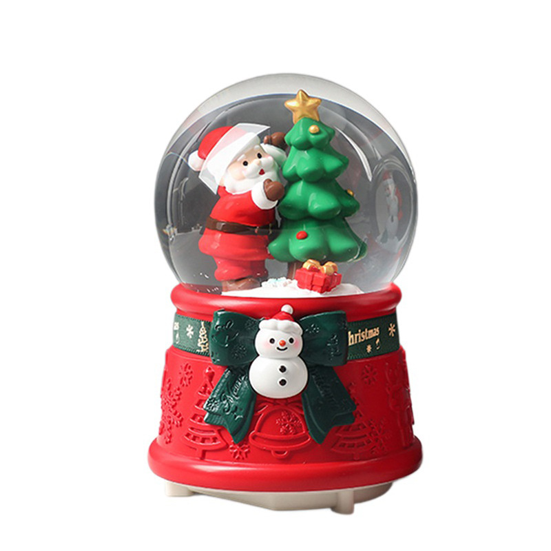 Weihnachtliche Schneekugel-Spieluhr mit Licht