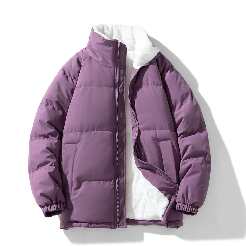 Men's Padded Jacket, Windproof, Stand-Up Collar, Loose Fit
