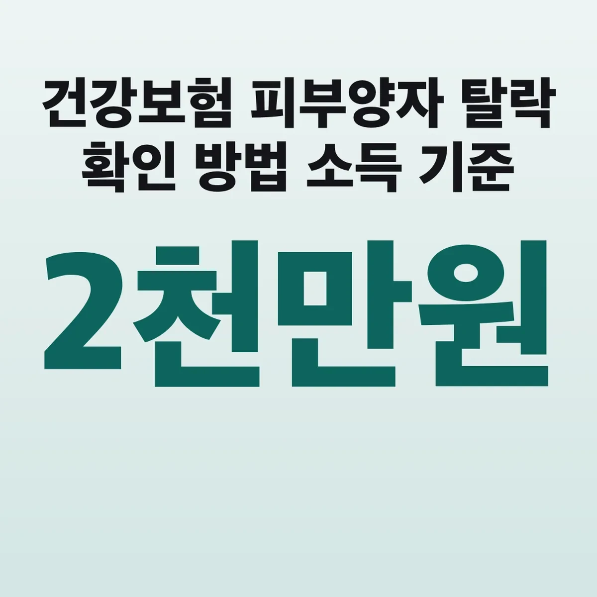 건강보험 피부양자 탈락 확인 방법 소득 2천만원 기준