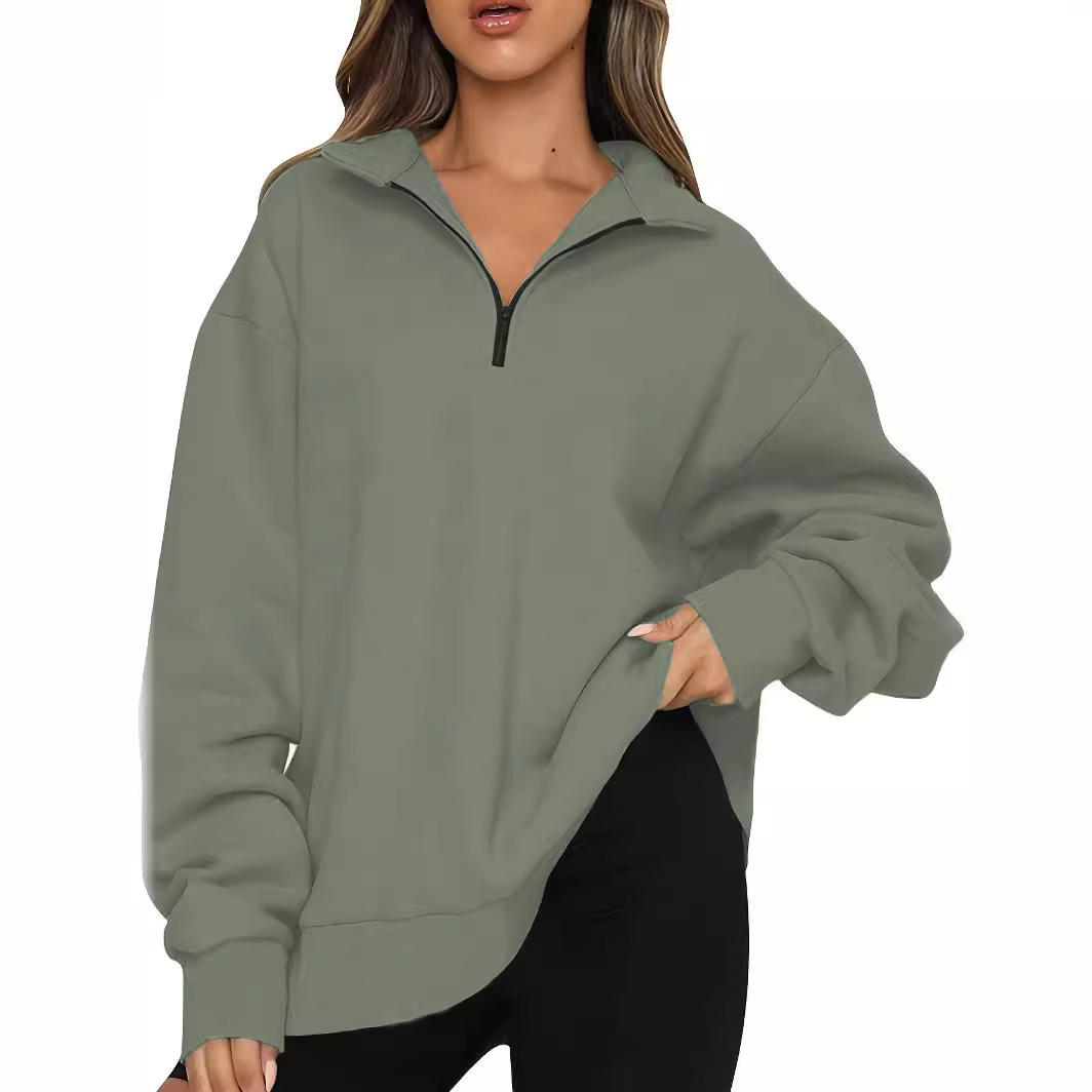 Women's sweatshirt with zip and stand-up collar