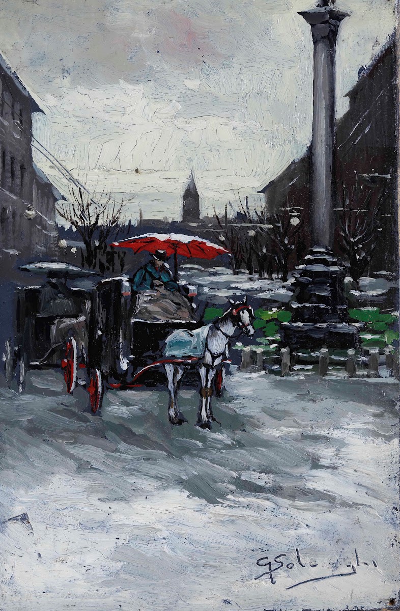 Veduta Cittadina Con Carrozza