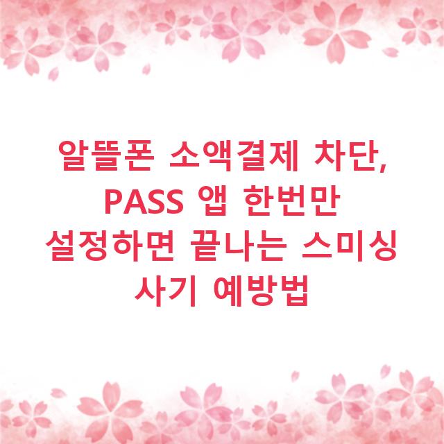 알뜰폰 소액결제 차단, PASS 앱 한번만 설정하면 끝나는 스미싱 사기 예방법