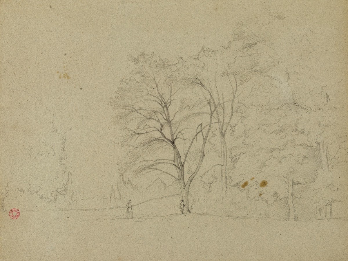 Homme et femme dans un paysage 19th century