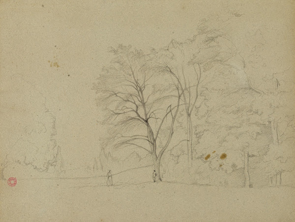 Homme et femme dans un paysage 19th century