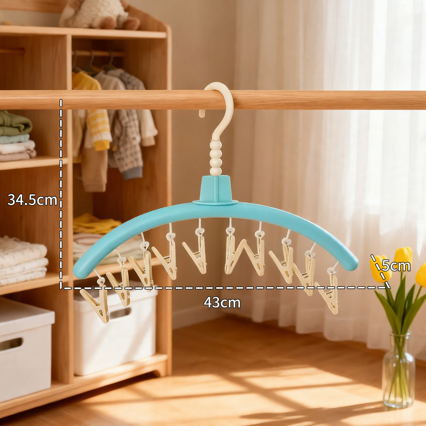 Daruma design drying rack, multiple clips