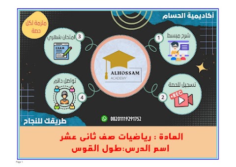 شرح درس طول القوس - إعداد أكاديمية الحسام - رياضيات متقدمة الصف 12 الفصل 1