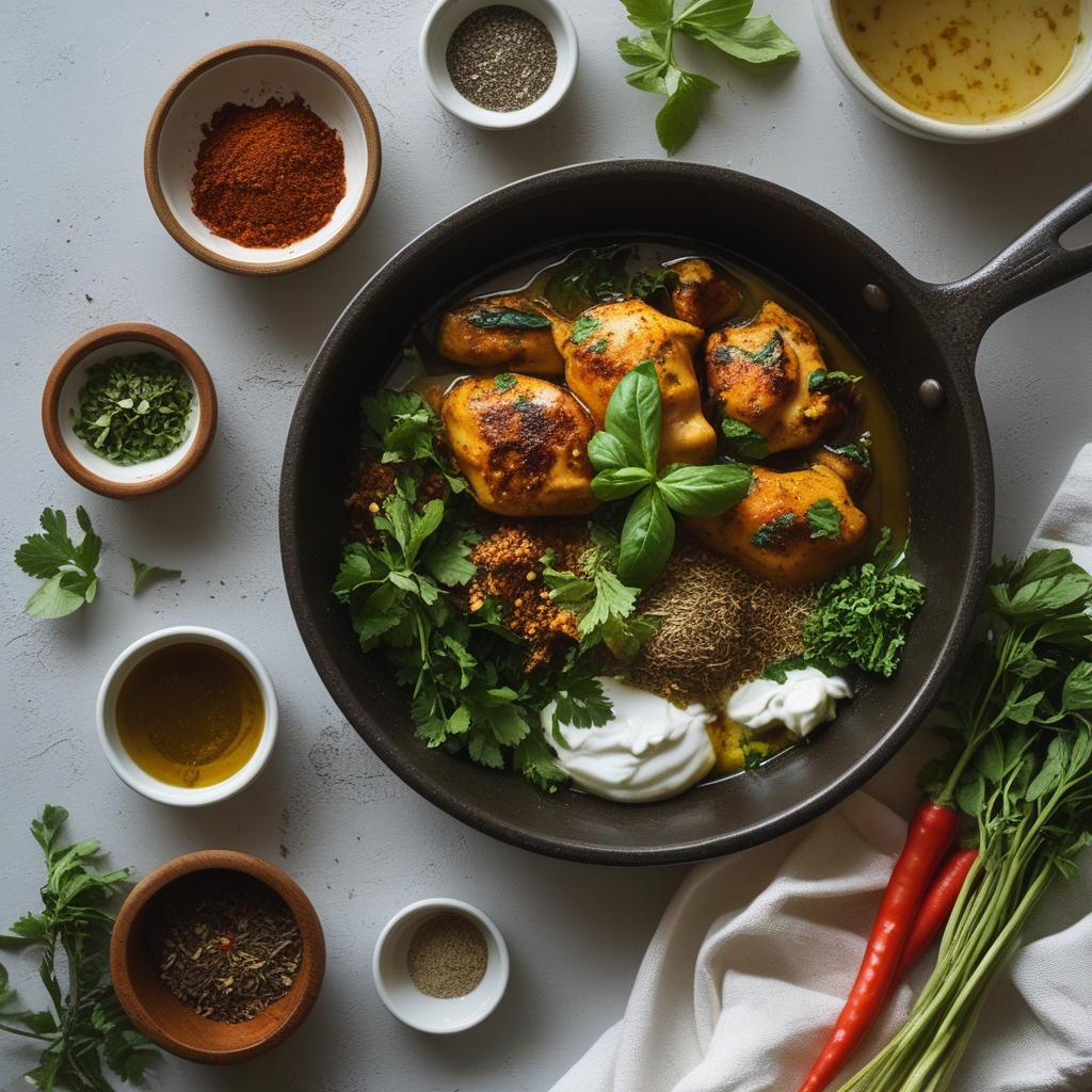 Ingredients for Easy Oven-Baked Tandoori Chicken with Yogurt Marinade for Quick Weeknight Dinners