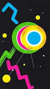 Vibrant 80s Memphis Style Neon Geometric Abstract Artwork