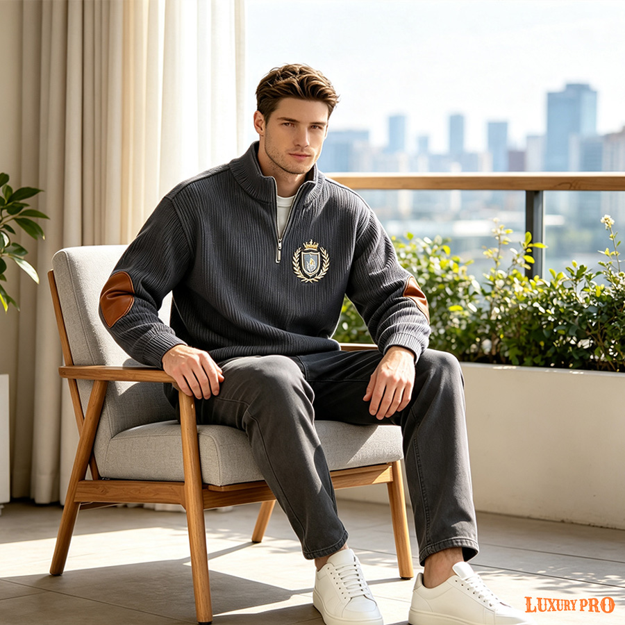 2D Chest Zipper Sweatshirt