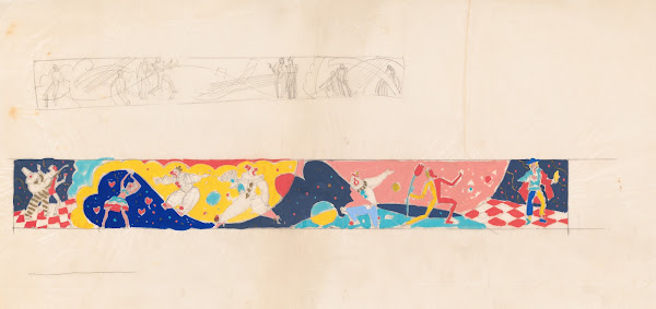 Design for mural in unidentified bar or restaurant Study for mural 1910
