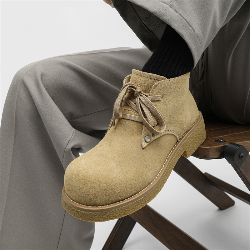 Men's Derby Shoes, Suede, Platform, Lace-Up Boots
