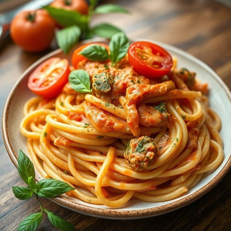 Creamy Vegan Tomato Basil Pasta Perfect for Dinner: Quick & Comforting finished