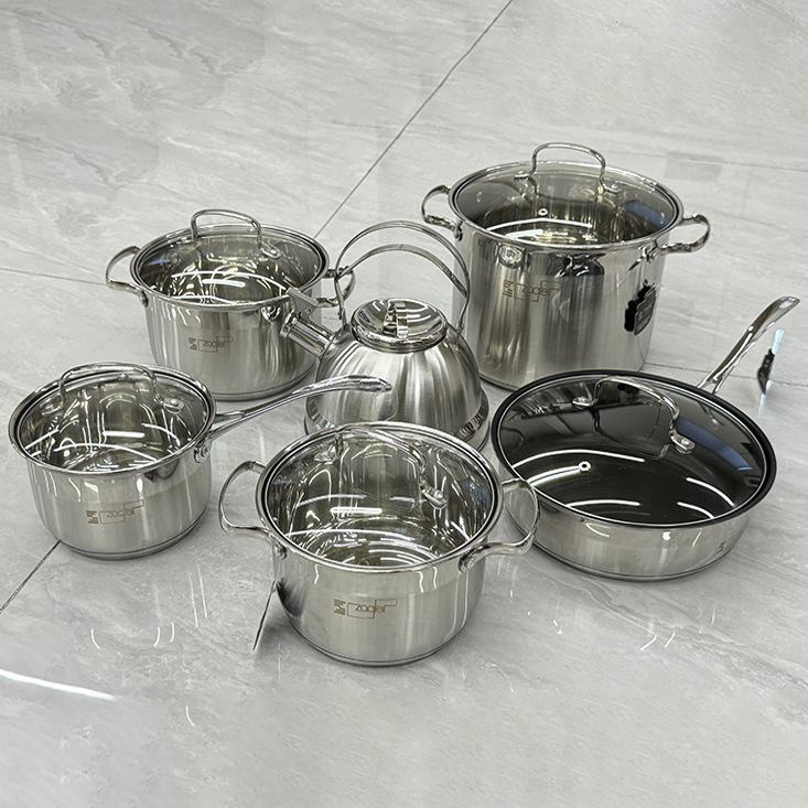 Cookware set, 12-piece, stainless steel 201